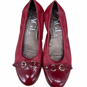 AGL Attilio Giusti Leombruni Red Leather Ballet Flats - Size 39 (U.S. 8.5–9)